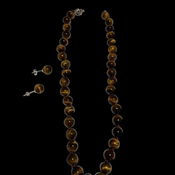 Tigers Eye Necklace Earring Set - Picture 4 of 8